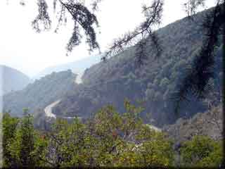 View of road to Chantry Flats from heliport 