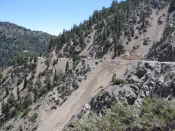 view from Angeles Crest towards washed out section